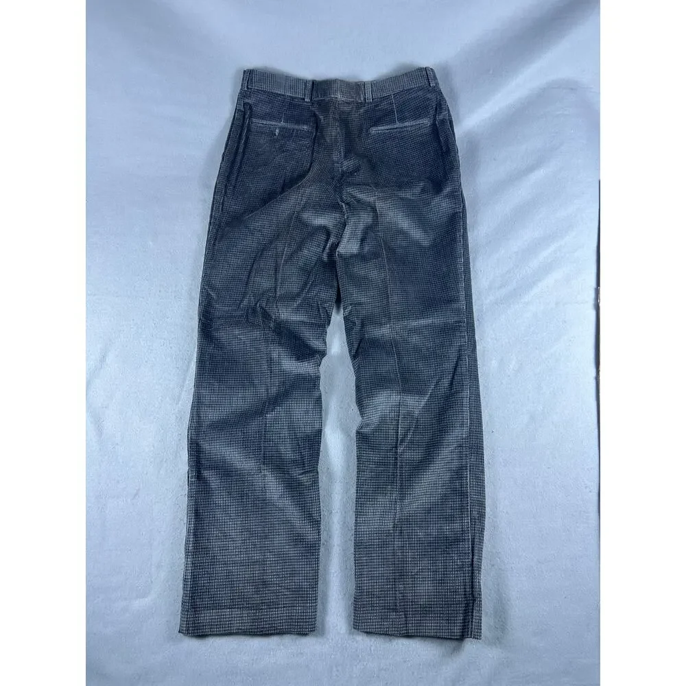 David Rose For Camden Passage Pants Mens 34x30 Gray Houndstooth Corduroy Pleated